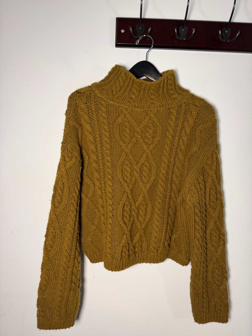 The Frankie Shop Chunky Cable Knit Turtleneck Sweater - Mustard
